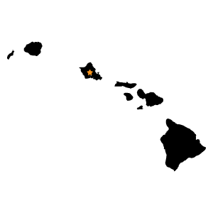 hawaii state outline with star on O'ahu
