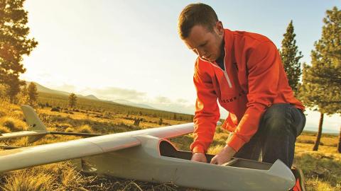 engineering student working with drone