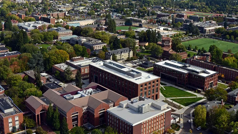 drone view of oregon state cmapus
